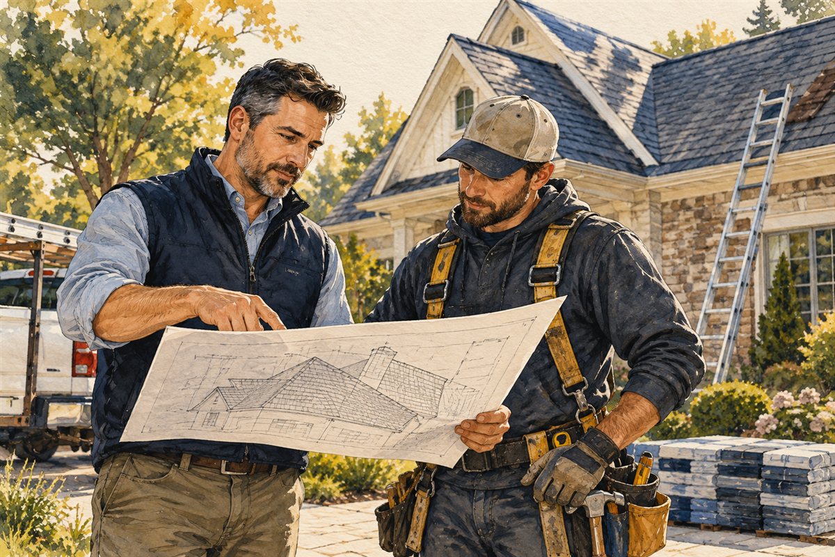 Illustration of roofing service planning